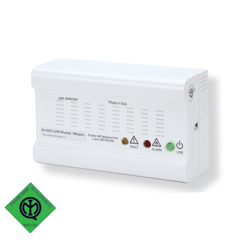 GAMMA 652-O Natural gas and LPG detector with acoustic alarm and output relay